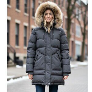 PAJAR Canada Cougar Down Fox /Rabbit Fur Charcoal Parka Women's Size XL